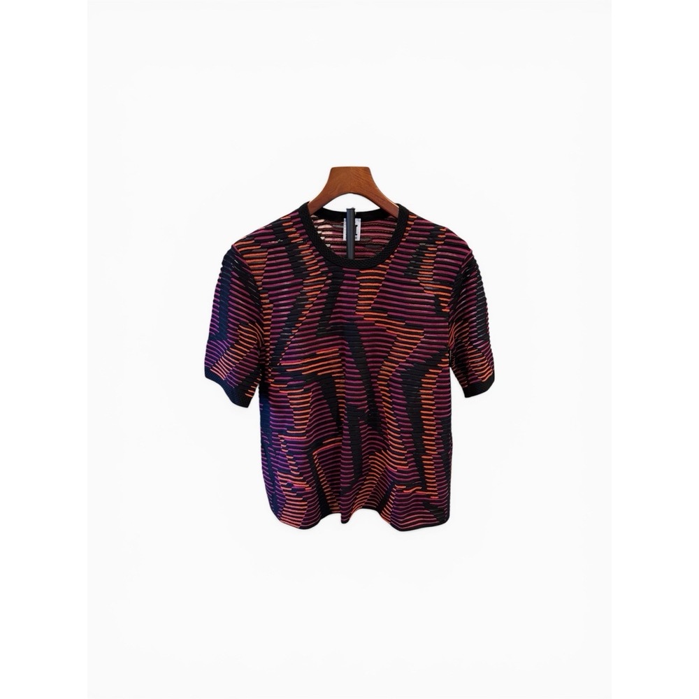 Electric Missoni semi sheer short sleeve crew neck top US M/IT 39 Italy Made